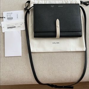 New Celine Black/Chalk Clutch on Strap LOW PRICE